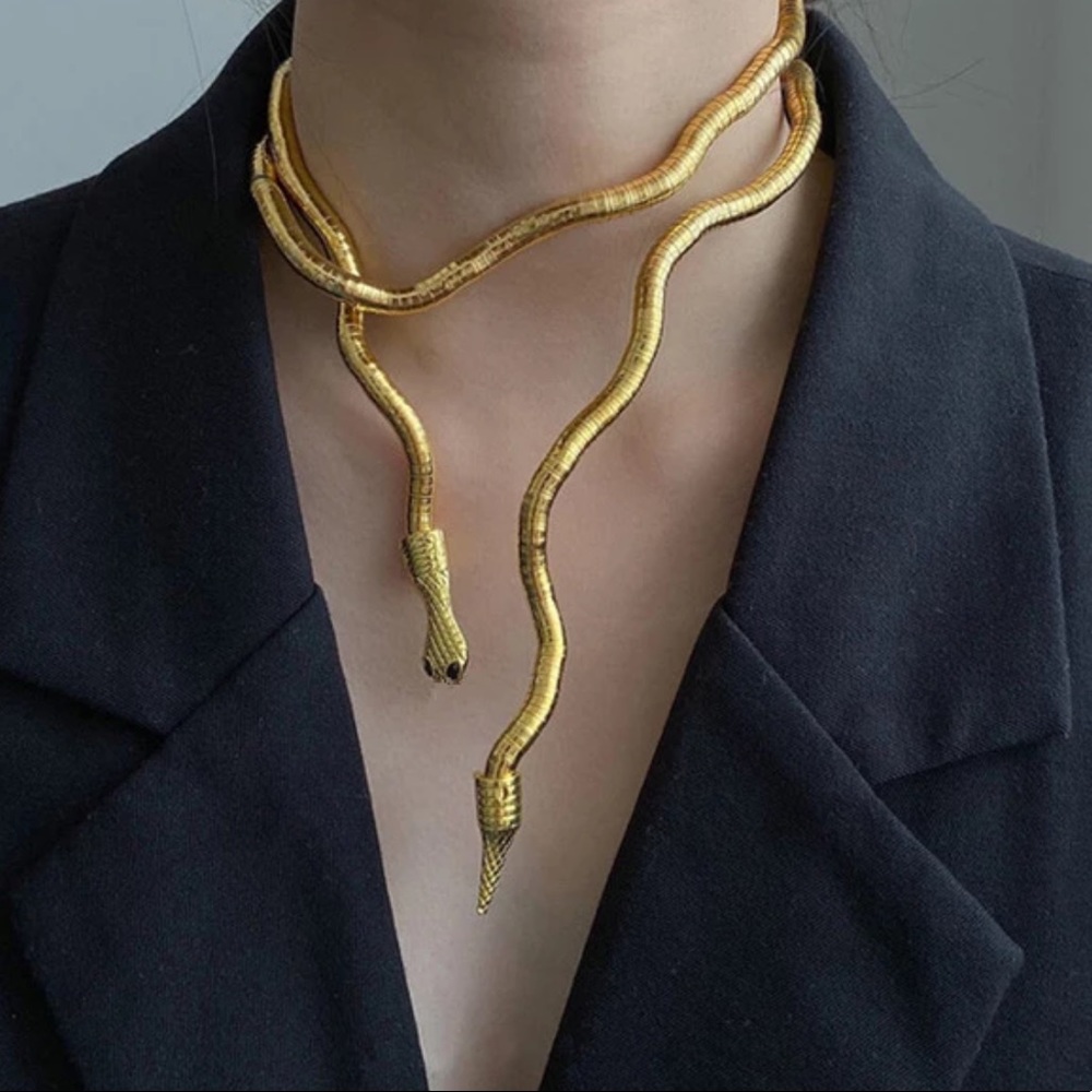Bendable Gold Statement Snake Necklace